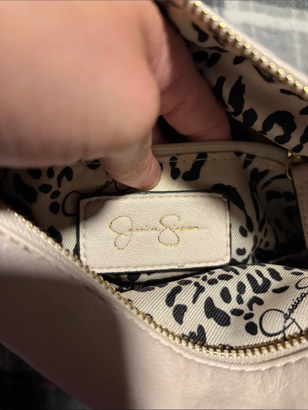 Jessica Simpson Light Blush Leather Satchel with Gold Hardware